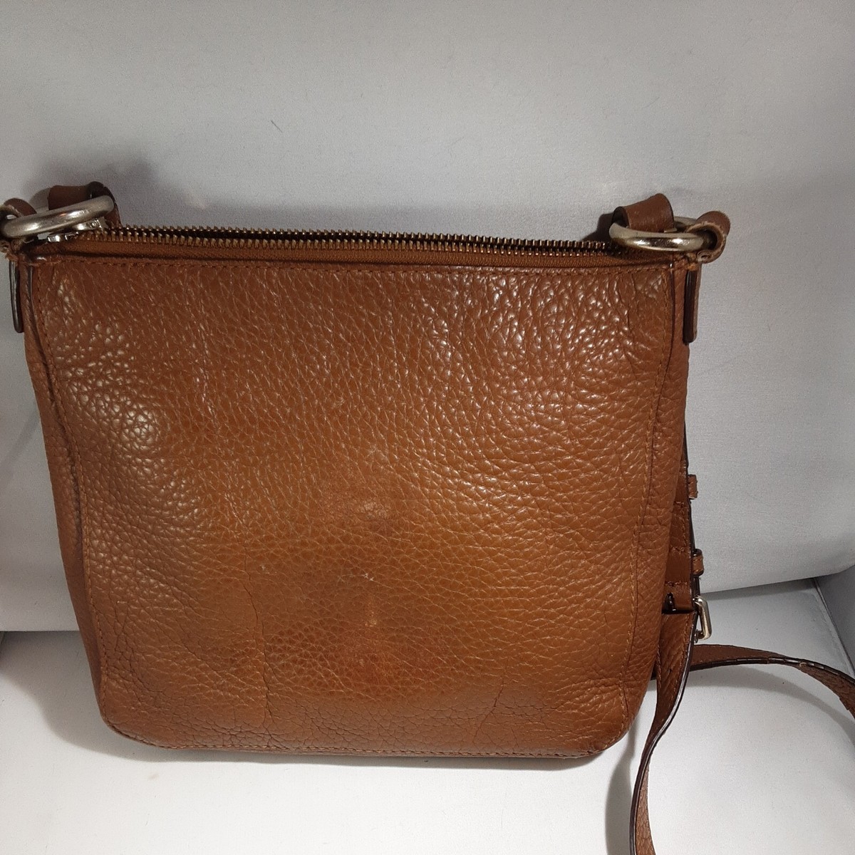 Vintage COLE HAAN brown pebble leather expandable crossbody bag 9
