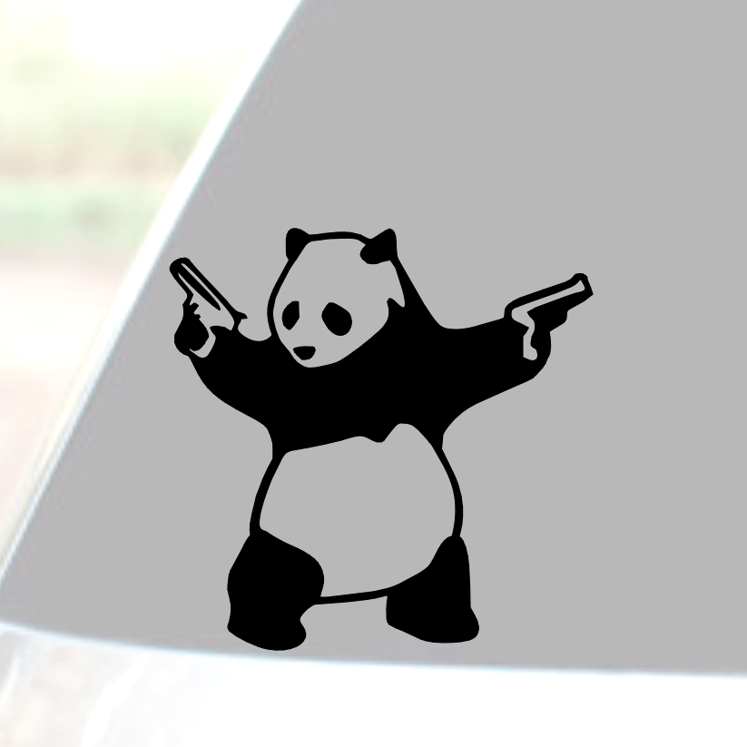 PANDA BEAR WITH GUNS Vinyl Decal Sticker Car Window Wall Bumper
