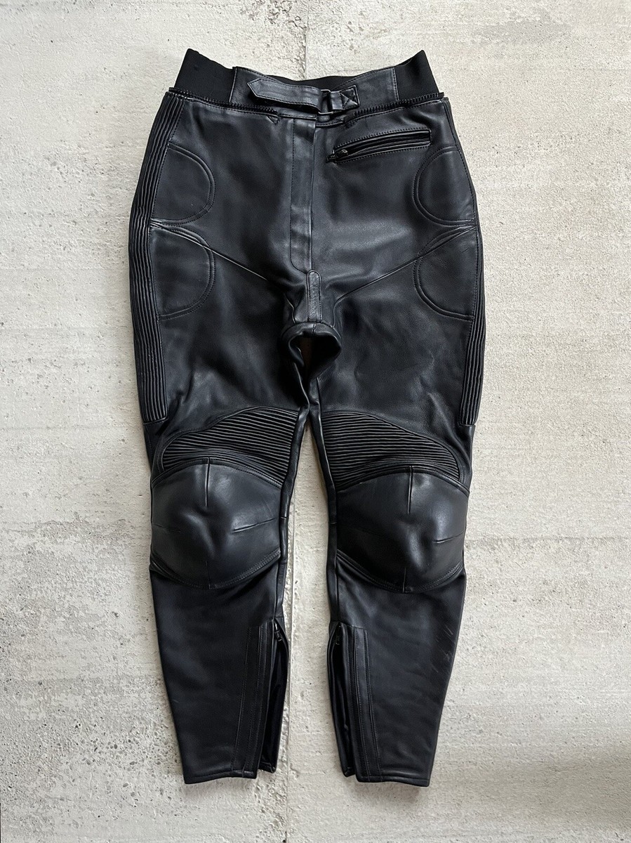 Vintage IXS Leather Pants 31 Mens Black Straight Leg Moto Biker