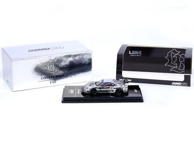 LBWK F40 CHROME SILVER 1/64 DIECAST MODEL CAR BY INNO MODELS IN64
