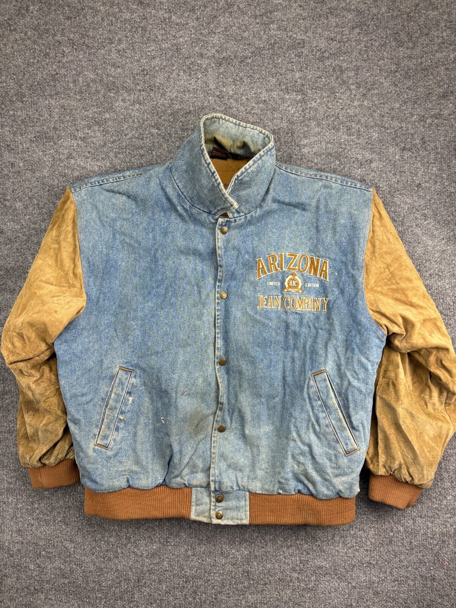 Vintage 90s Arizona Jean Company Jean Jacket Men's L Brown Leather