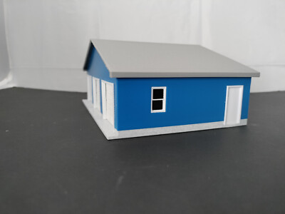 1:64 Scale - Blue 3 Car Garage with Opened and Closed Garage Door