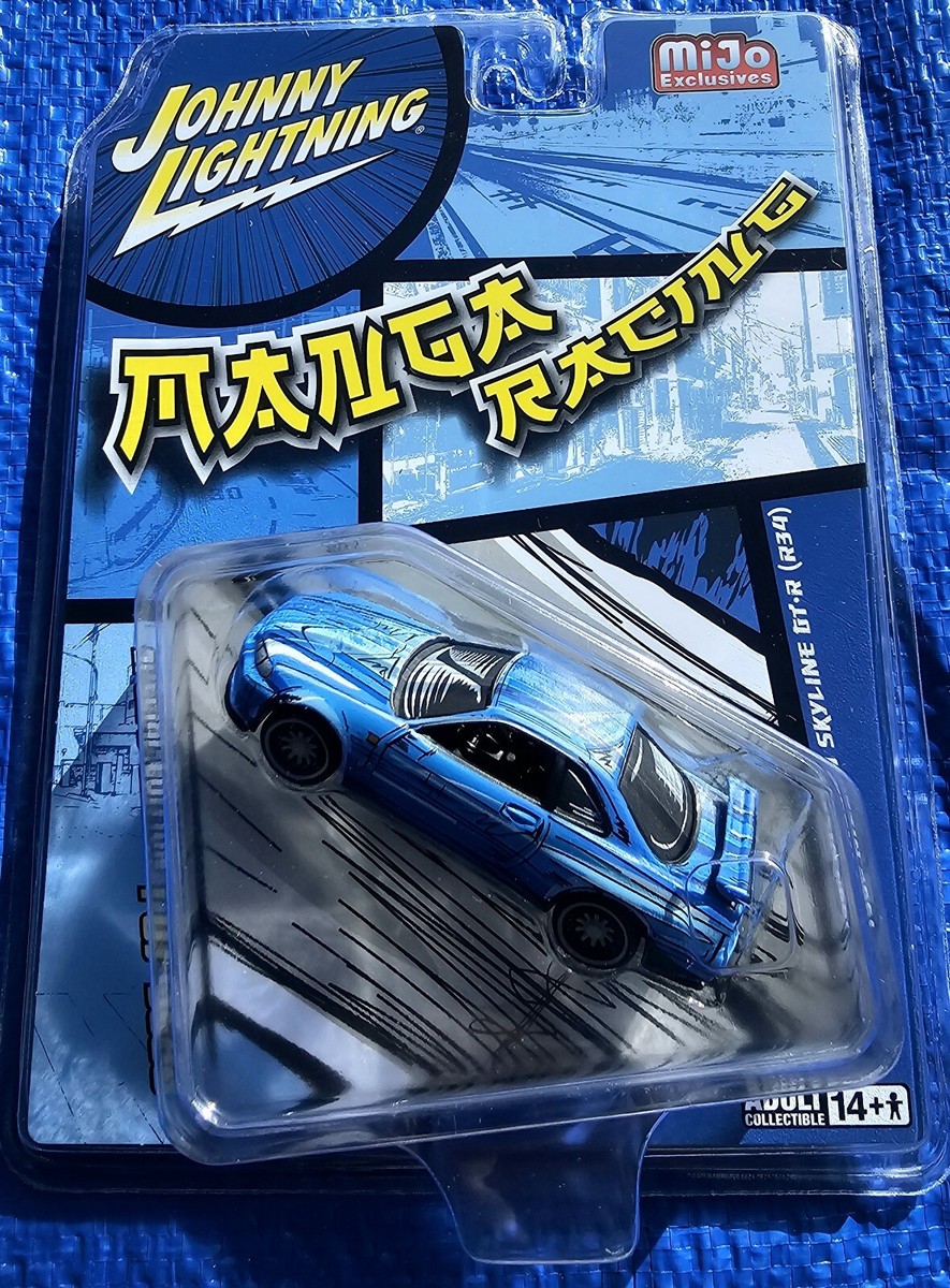 Johnny Lightning 1:64 1999 Nissan GT-R R34 Manga Racing- Blue