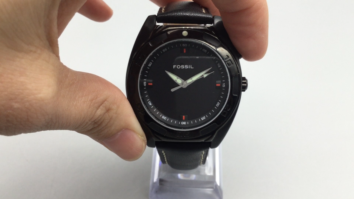 Fossil Big Tic Watch Womens 41mm Black to Red BG-2111 Leather Band