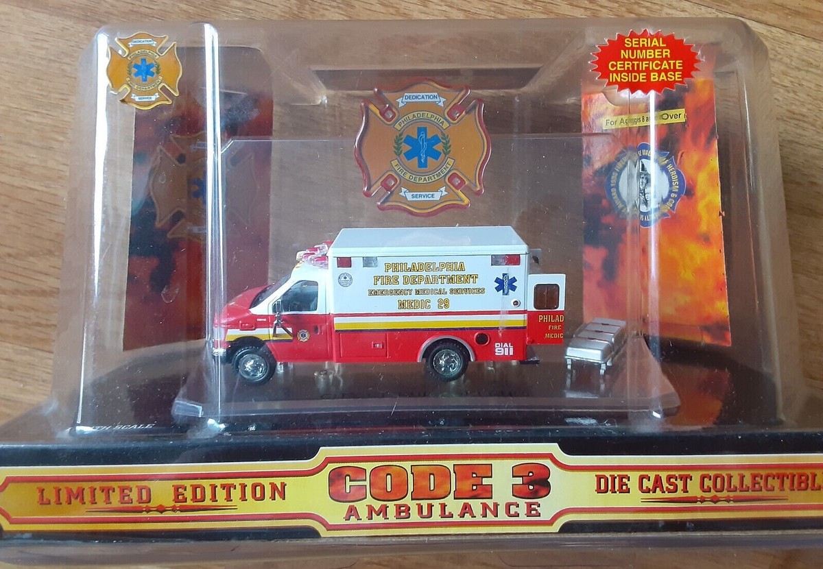 CODE 3 PHILADELPHIA EMS MEDIC AMBULANCE F-350 1:64 FIRE RESCUE