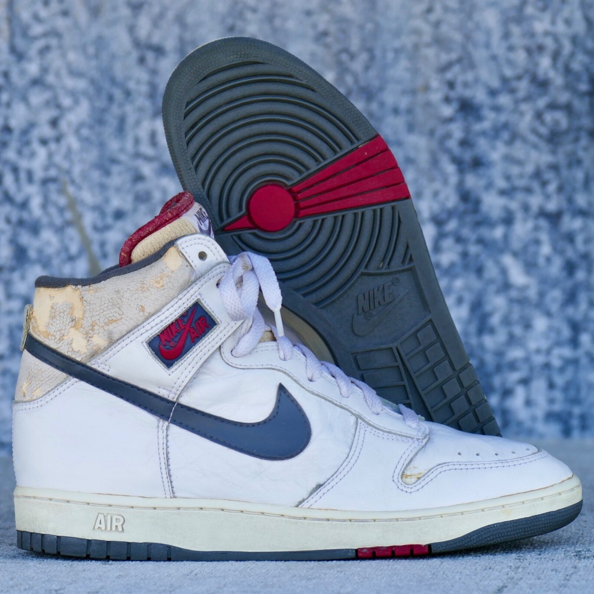 1987 Nike Air Dunk Sz 10 - vintage 1980s 80s white grey red