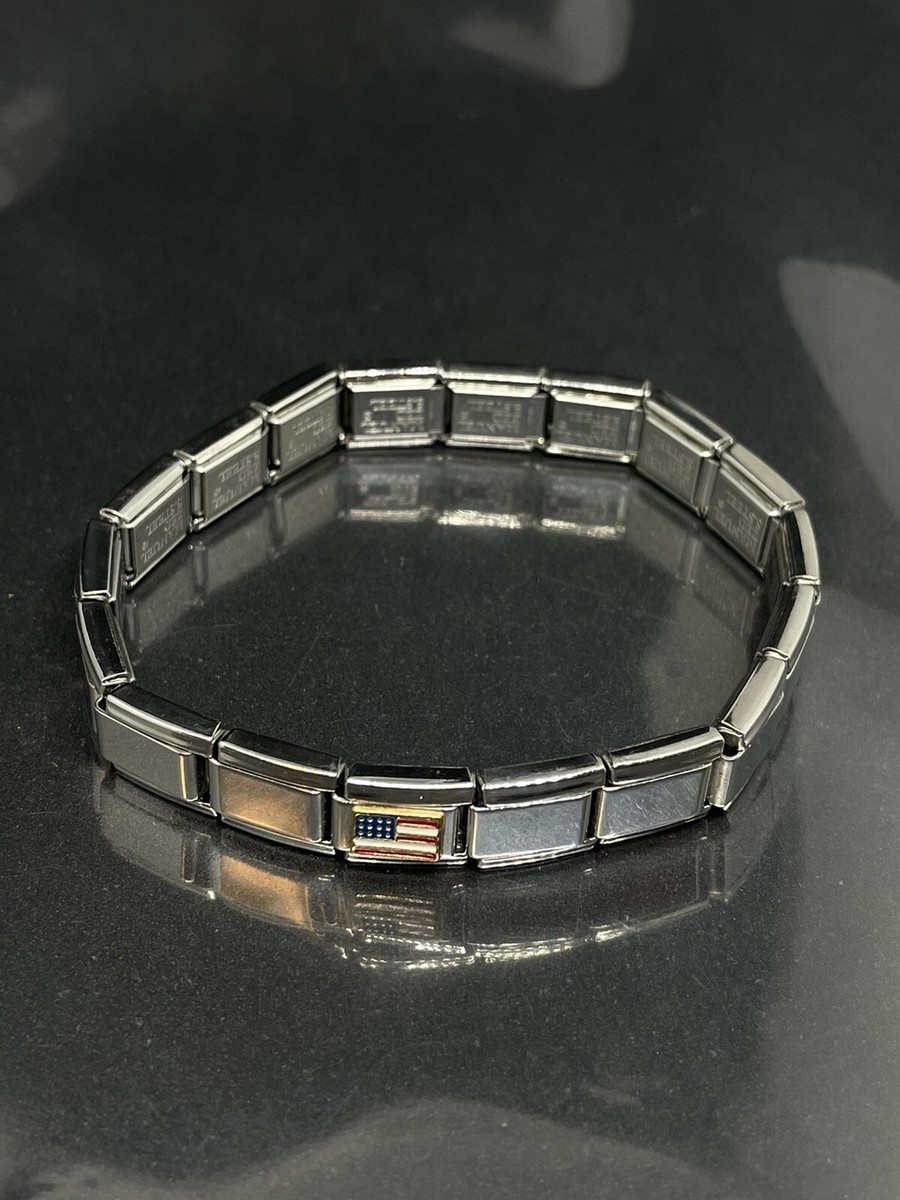 Manuel Zed Signed Stainless Steel Link Expandable American Flag