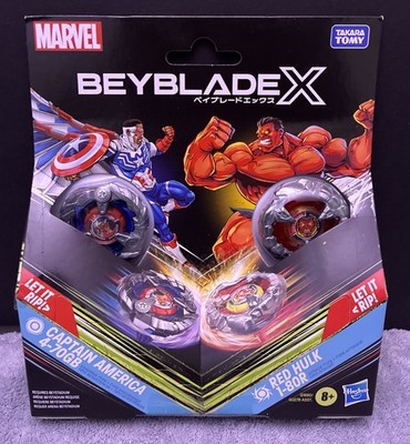 ✓ Beyblade X Captain America 4-70GB vs Red Hulk 1-80R Hasbro
