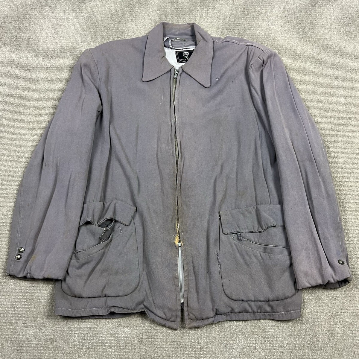 Vintage 50s Bond Gabardine Ricky Jacket Mens XL Talon Zipper 40s