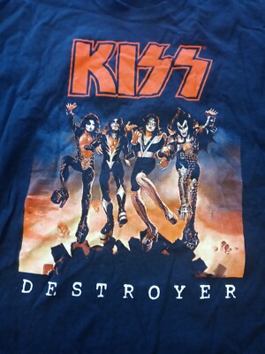 KISS Destroyer Men's 2XL Black T-Shirt,Gildan tag,100% cotton, not