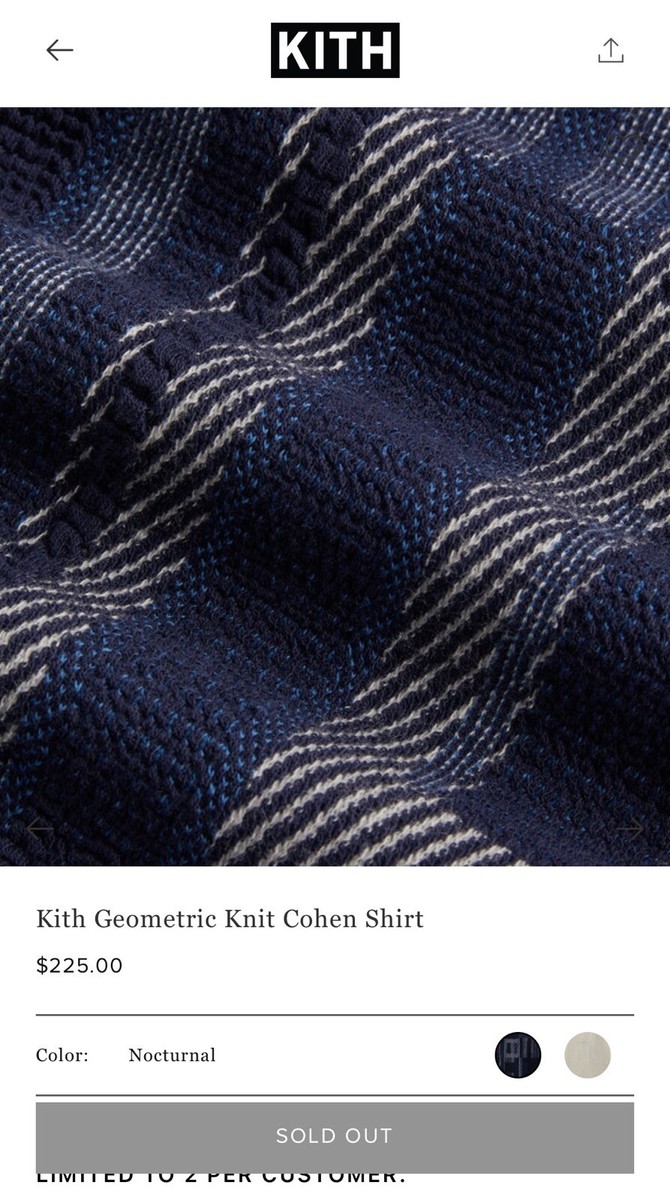 Kith Geometric Knit Cohen Shirt - Nocturnal PH | eBay