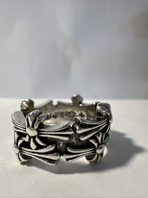 US Size 7 Chrome Hearts Cemetery Cross Ring Vintage 925 Sterling
