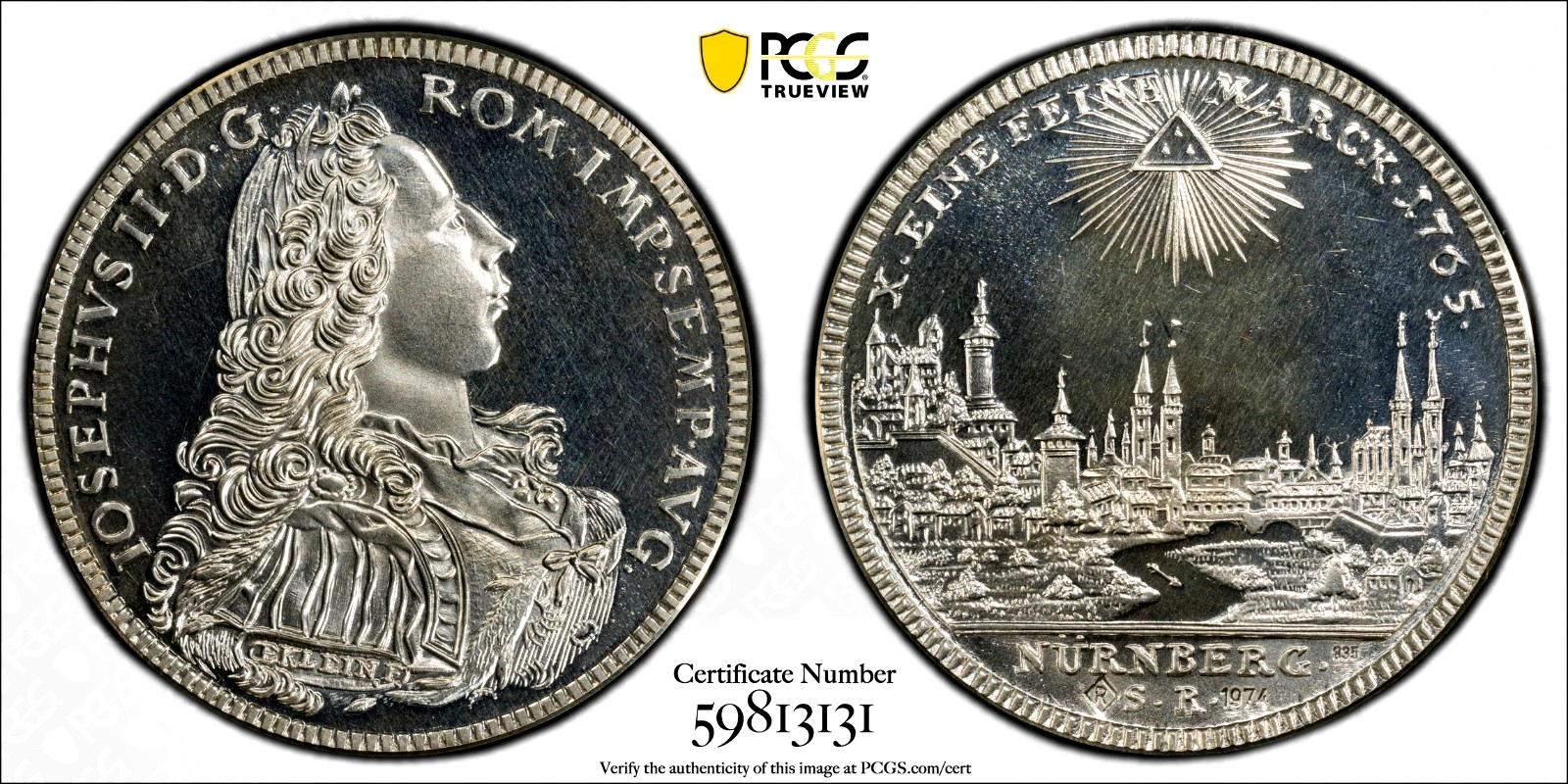 1765-SR 1974 Germany Nurnberg Thaler Official Restrike KM-349