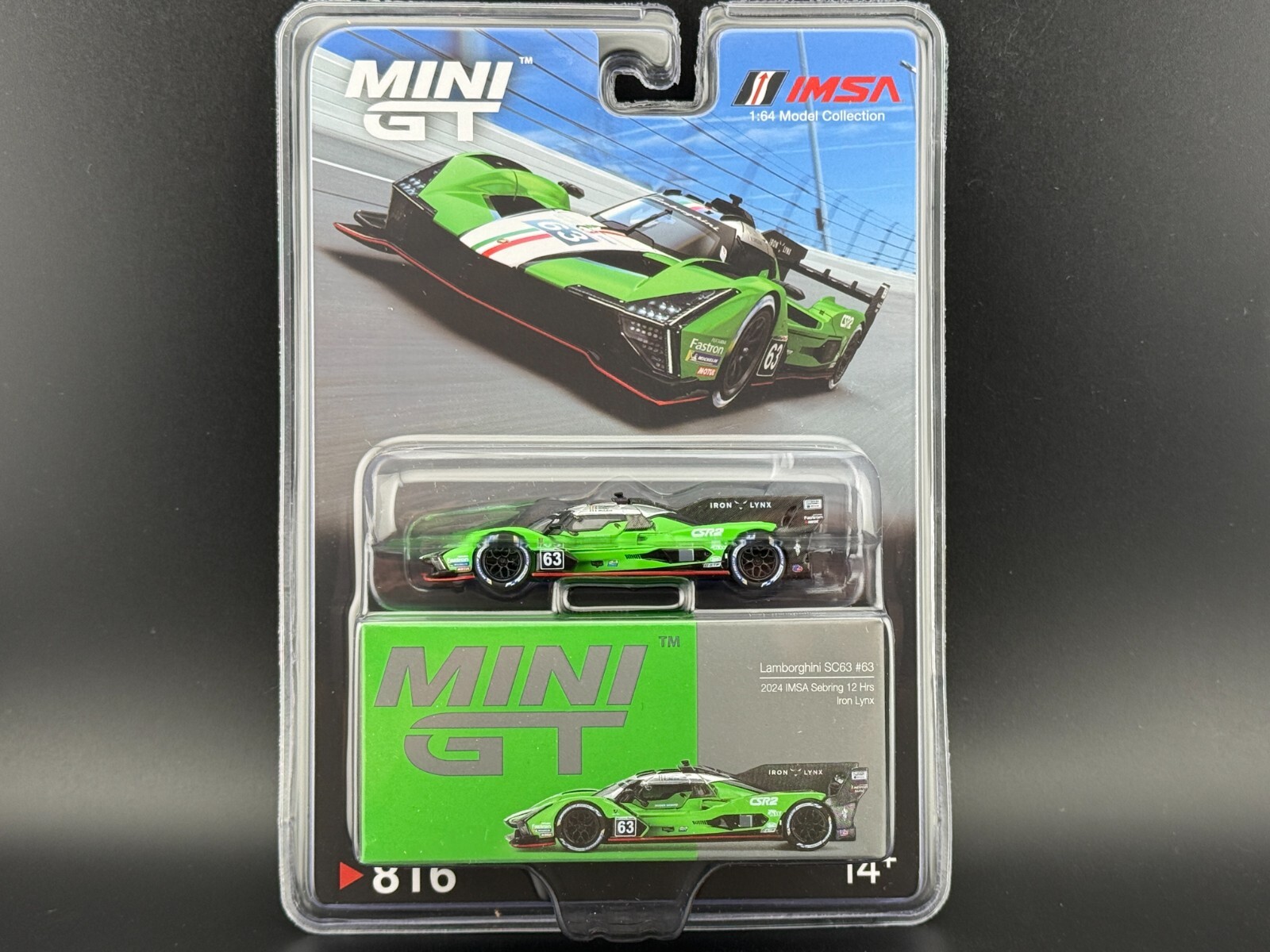 Mini GT Lamborghini SC63 #63 Iron lynx 2024 IMSA Sebring 12 Hrs