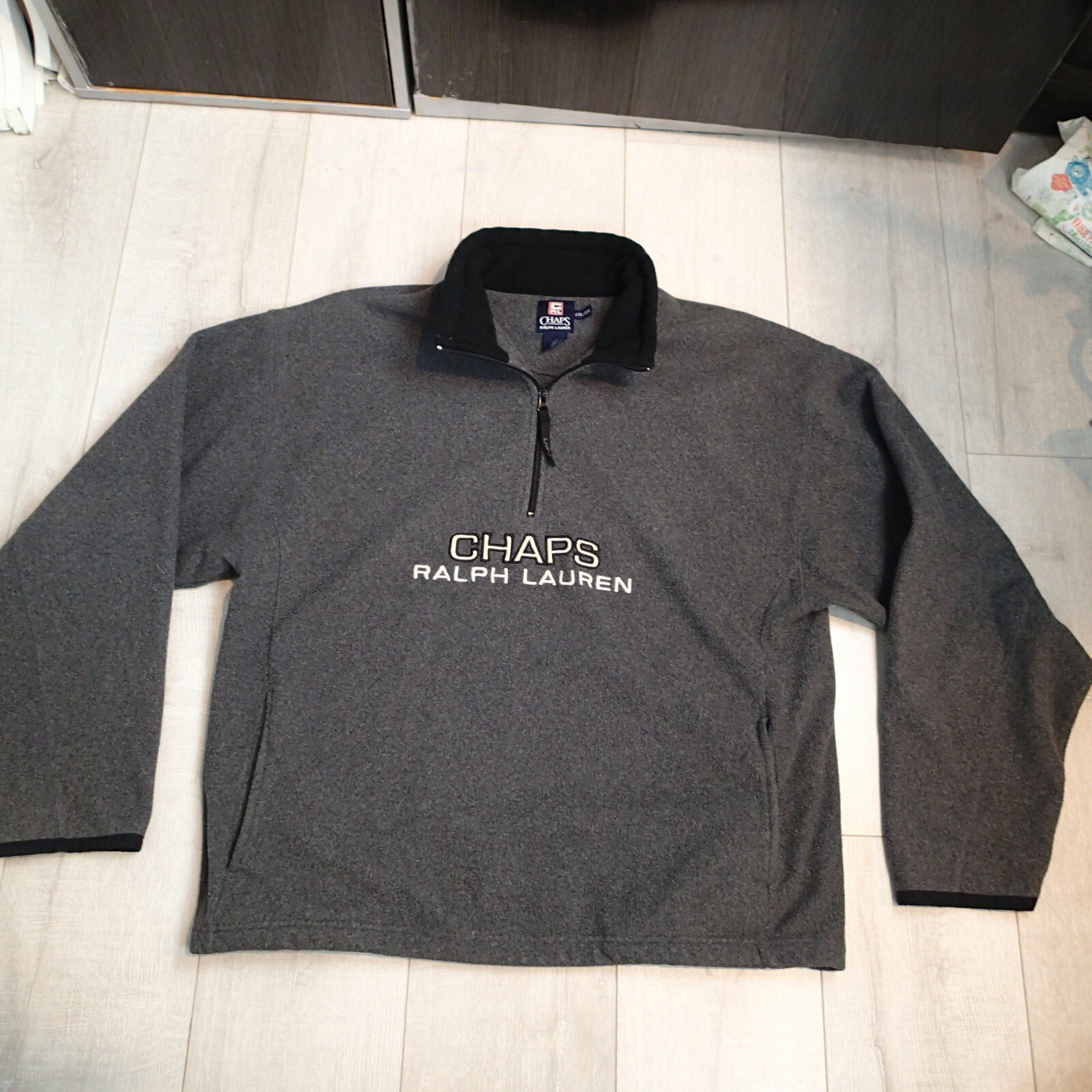 vtg Chaps Ralph Lauren Men's xxl gray Spell Out fleece Pullover 1