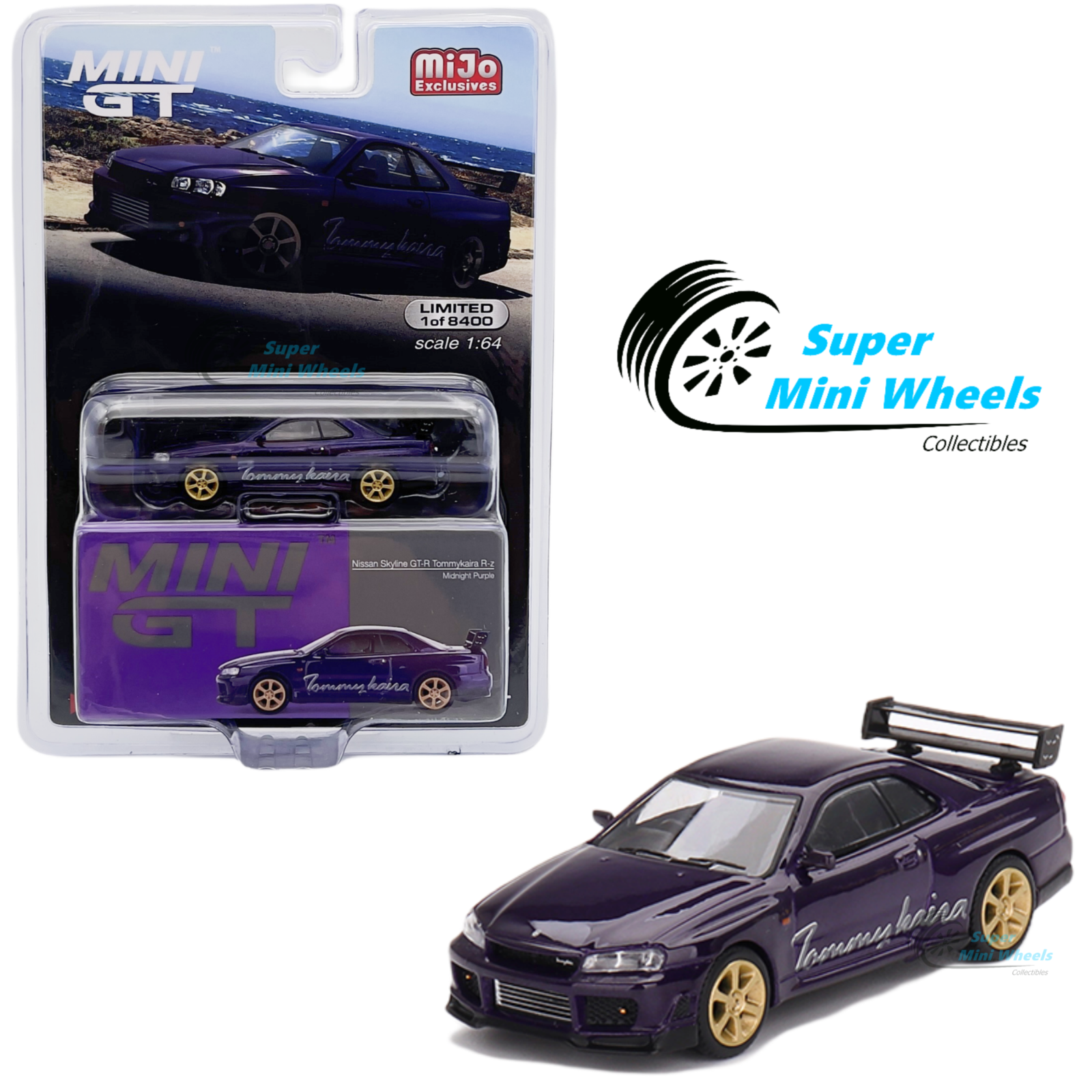 Mini GT 1:64 Nissan GT-R (R34) Tommykaira R-z Midnight Purple #616