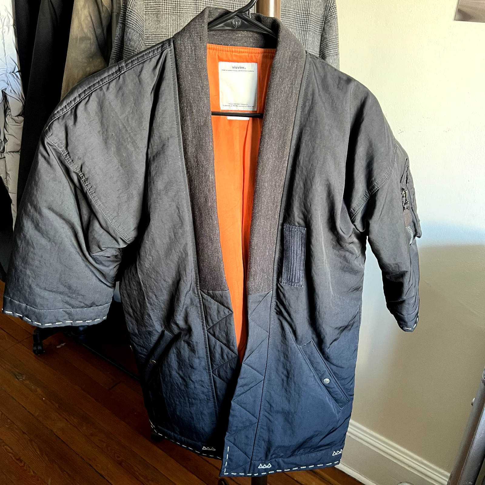 Visvim Sanjuro Kimono Down Jacket 17AW / Black mud dye / Size 2