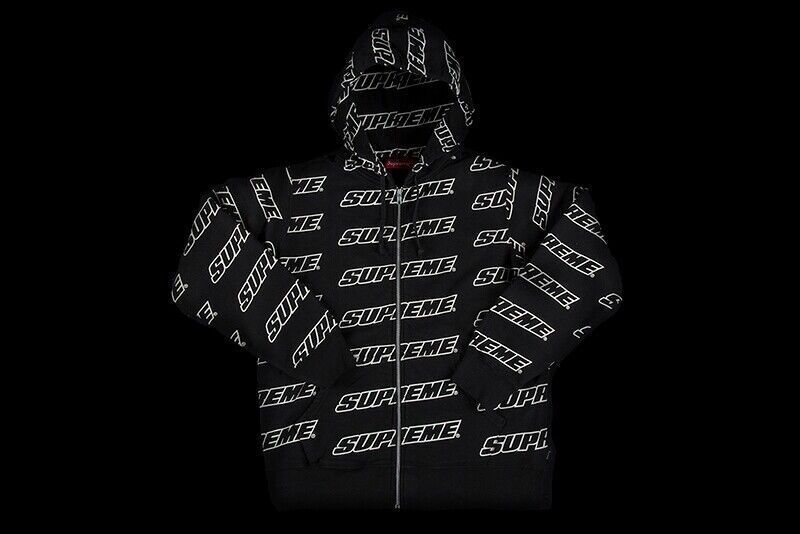BRAND NEW SS18 SUPREME REPEAT ZIP UP HOODED SWEATSHIRT HOODIE