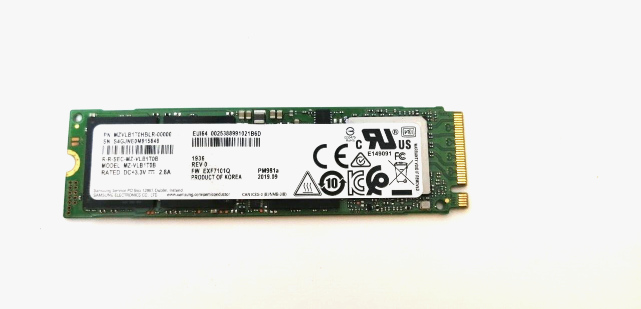 Samsung SSD PM981a 1TB nVME SSD (MZVLB1T0HBLR-00000) | eBay