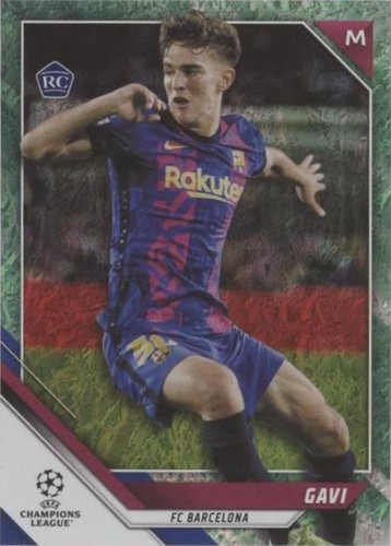 2021-22 Topps Chrome UCL Rookie RC Gavi #25 Aqua Wave Refractor