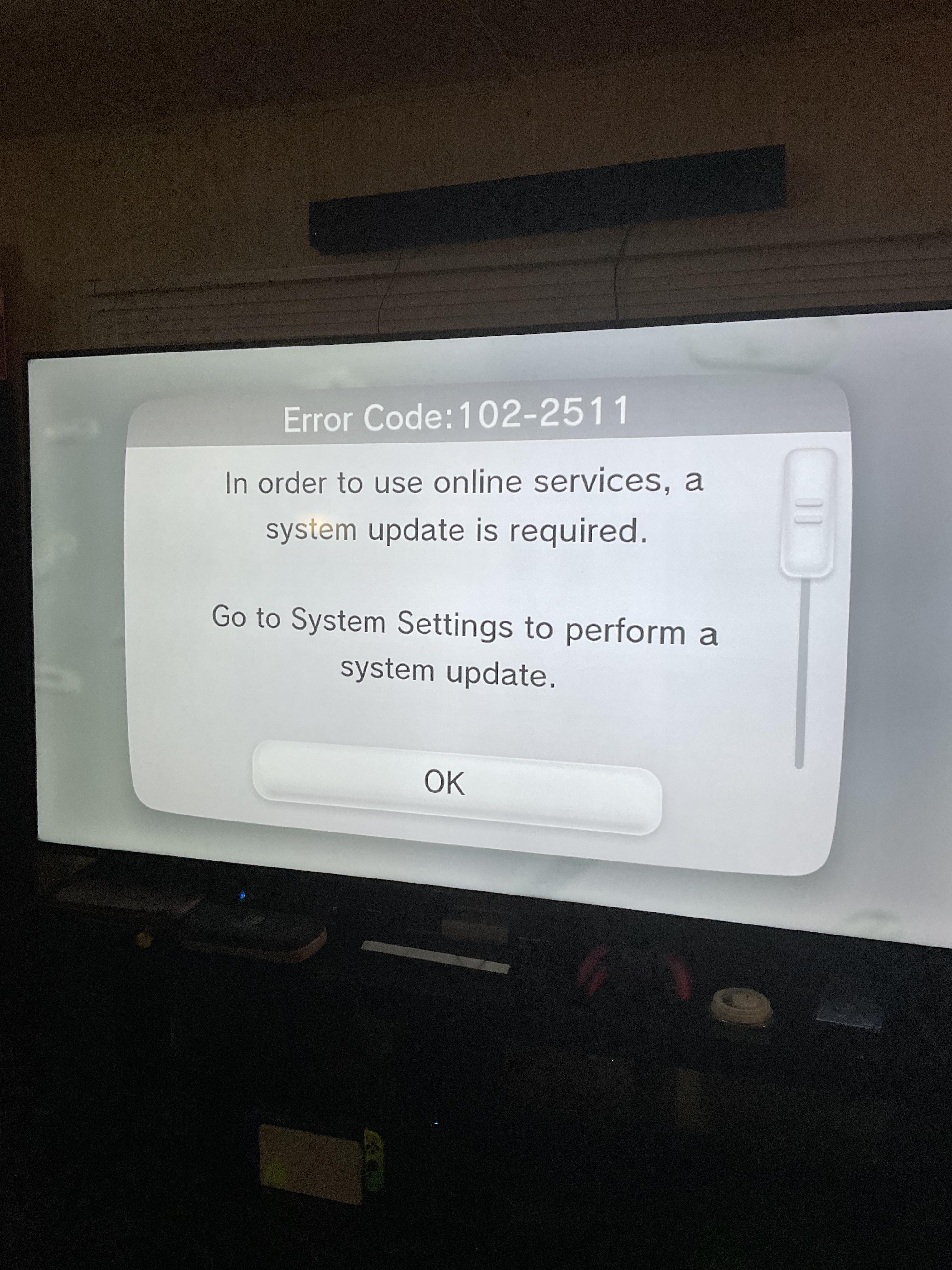 Wii U、電源を入れるとアップデートしろって言われた瞬間にフリーズ