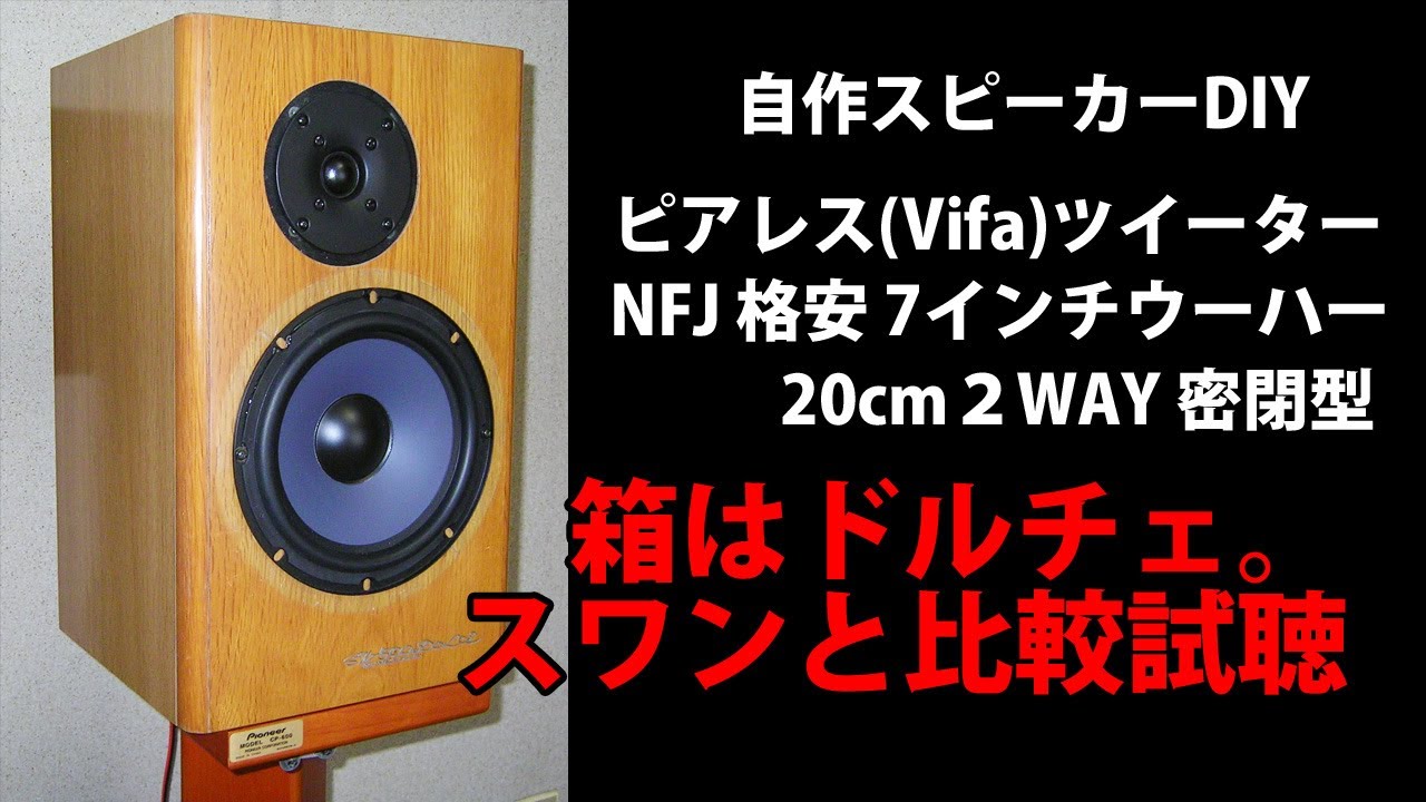 自作スピーカー NFJ格安7インチウーハー＆ピアレスツイーター 20センチ
