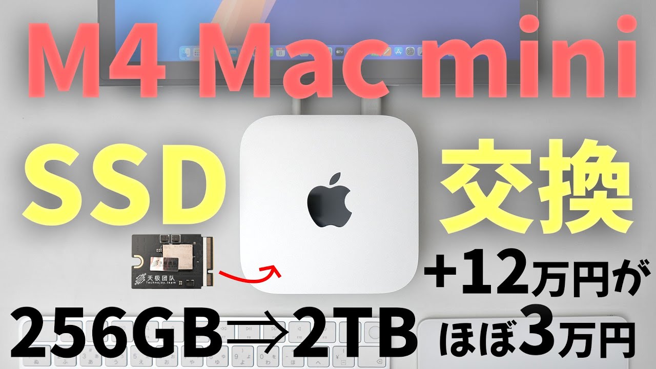 ☆先に下の動画を見てね!☆M4 Mac mini 内蔵SSD 交換 256GB⇒2TB +12万
