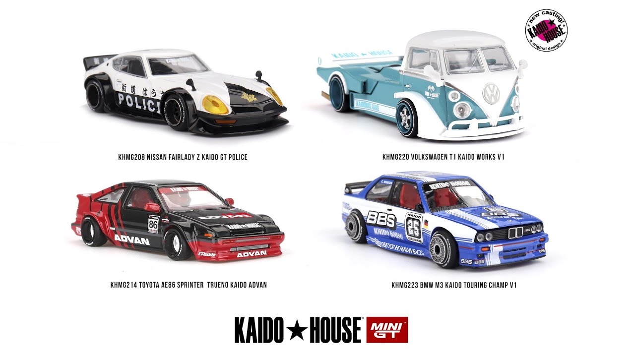 Mini GT Kaido House News | Volkswagen T1, BMW M3 E30, Toyota AE86