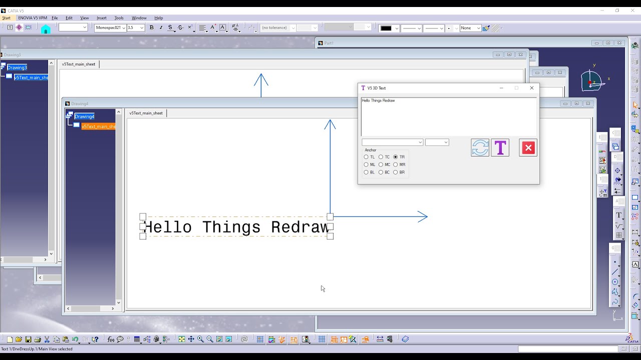 CATIA V5 Automation Visual C# 3D Text 1 - YouTube