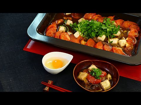 オーブンごはんレシピ～深皿で簡単！トマトすき焼き - YouTube