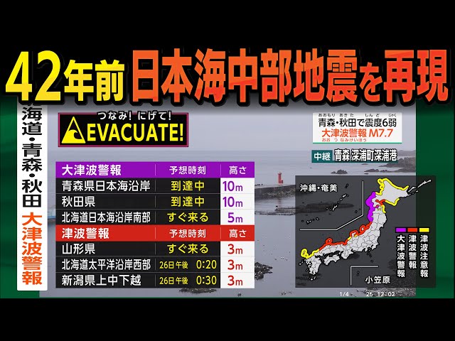 100 people killed in huge tsunami] 1983 Central Japan Sea