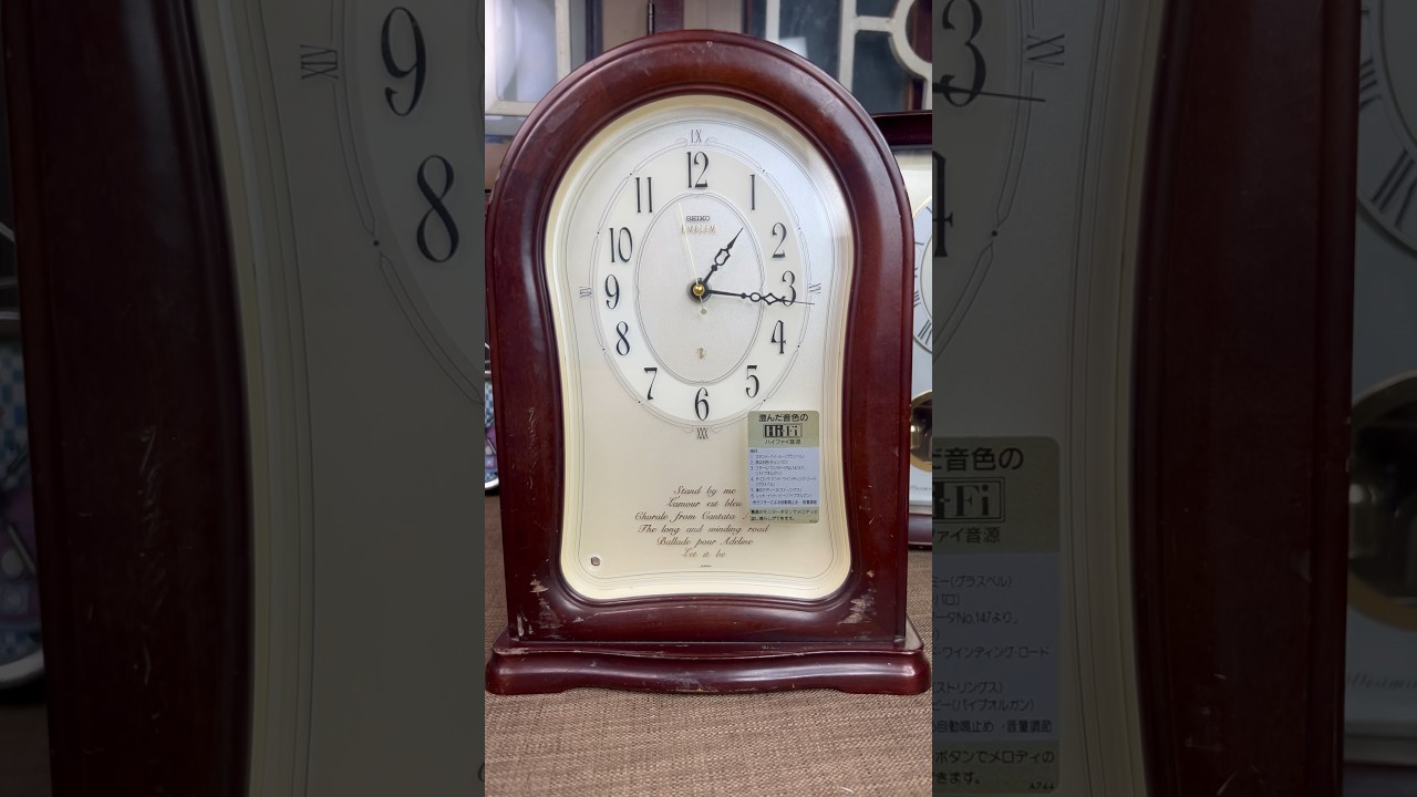 SEIKO EMBLEM HW468B Japan Hi-Fi Melody wooden table clock セイコー