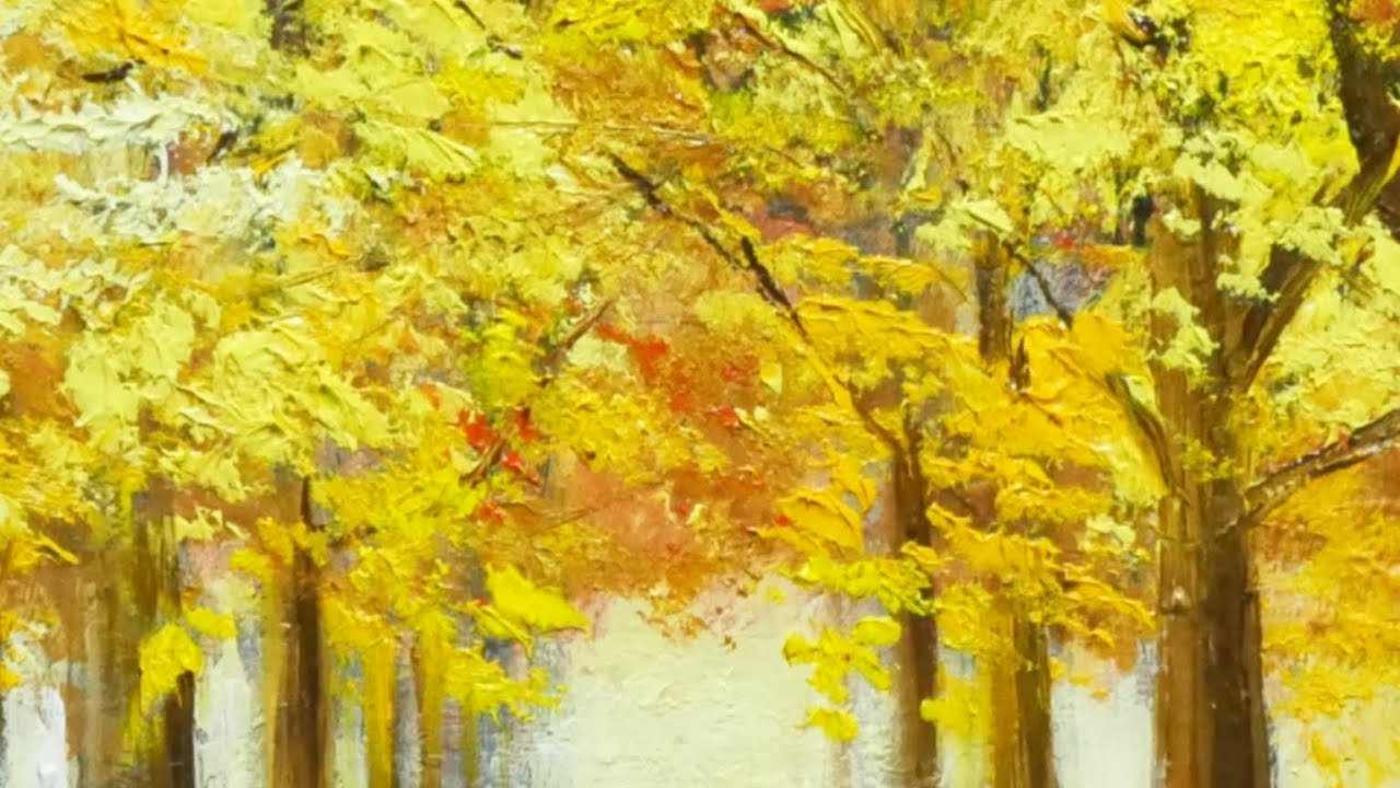 油絵】【イチョウ並木】 #油絵 #手書き #アート #絵画 #絵 #油彩画