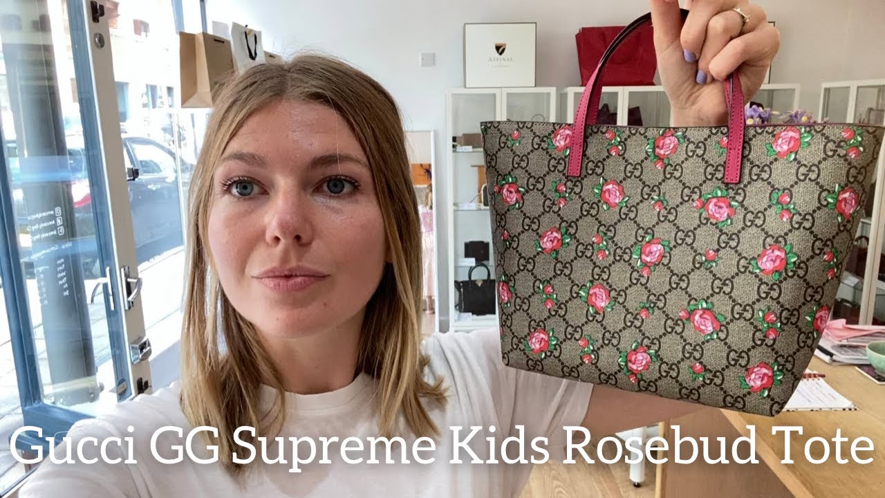 Gucci GG Supreme Kids Rosebud Tote Bag Review - YouTube