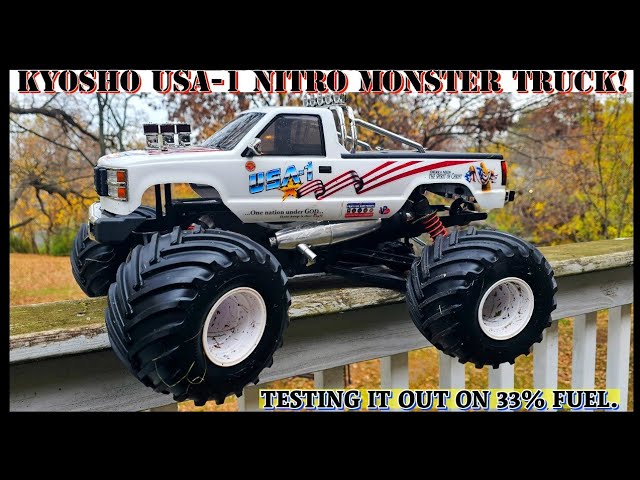 Kyosho USA 1 Nitro Powered Monster Truck on 33% Nitro! - YouTube