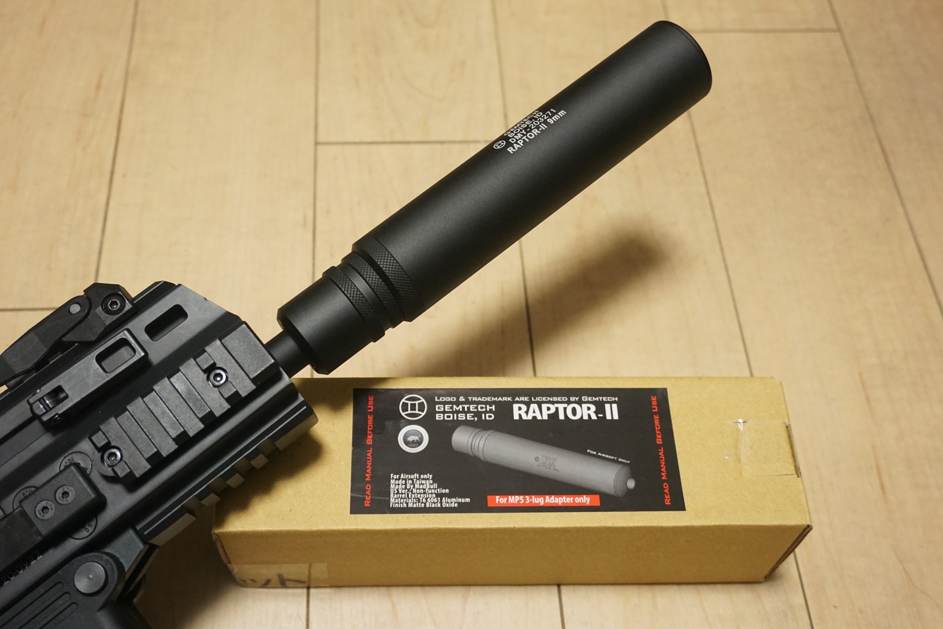 MADBULL GEMTECH RAPTORII サイレンサー MP5 G01-015をAPC9-K用に買っ