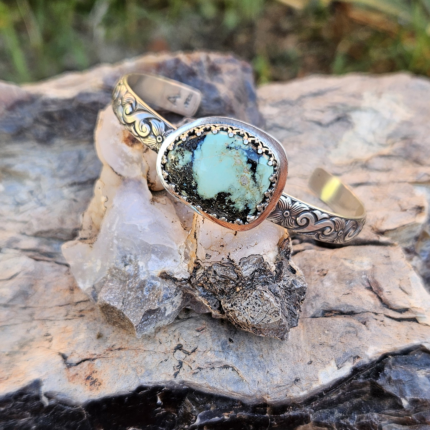 Fox Mine Turquoise Cuff Bracelet || Handmade Sterling Silver