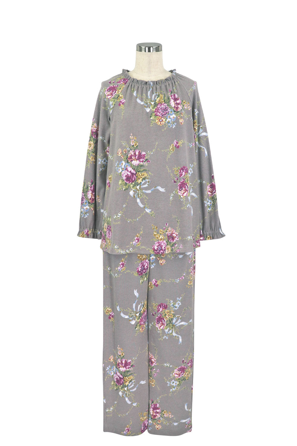 イクコ/IKUKO スムース花柄プリント ラグランスリーブパジャマ – IKUKO