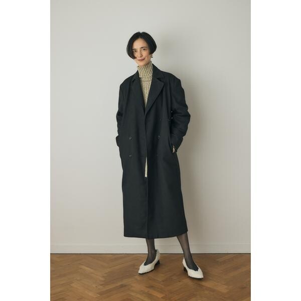 テーラードロングコート リサイクルポリエステル×ウール混 | マウジー