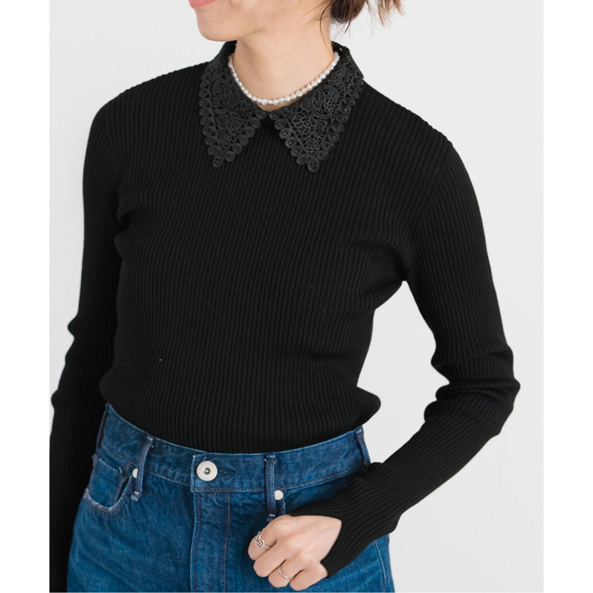 レース襟ホールガーメント リブプルオーバー | イエナ(IENA) | マルイ