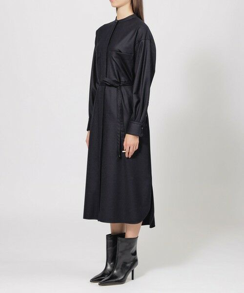 セール】 ウールフラノ シャツドレス （ロング・マキシ丈ワンピース