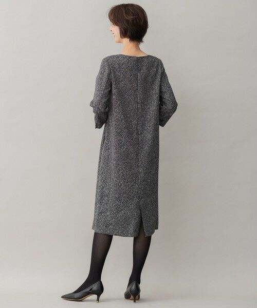 XSサイズ〜/洗える】ストレッチツイードプリント ワンピース （ロング