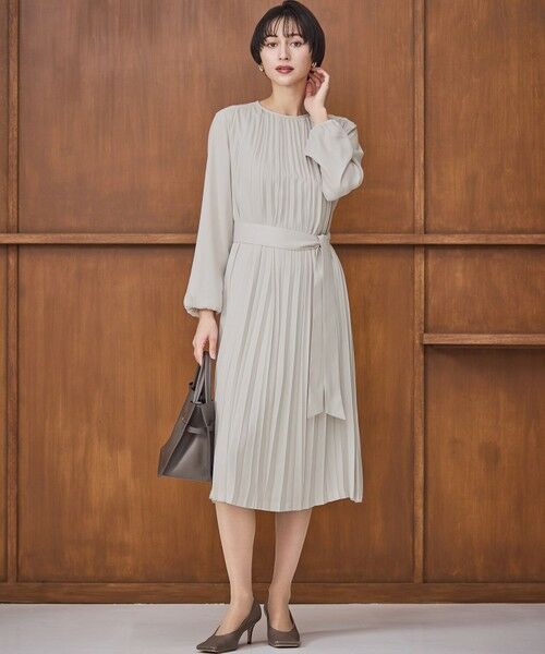 洗える】クリスタルアムンゼン プリーツワンピース （ロング・マキシ丈