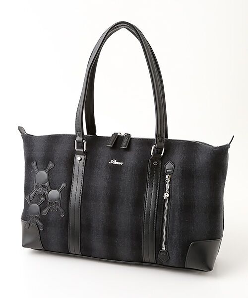 セール】 【Roen】スカルパッチチェックボストンバッグ （ボストン