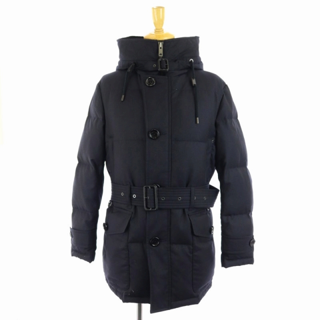 バーバリー BURBERRY ダウンコート ウール ベルト付き フード ジップ