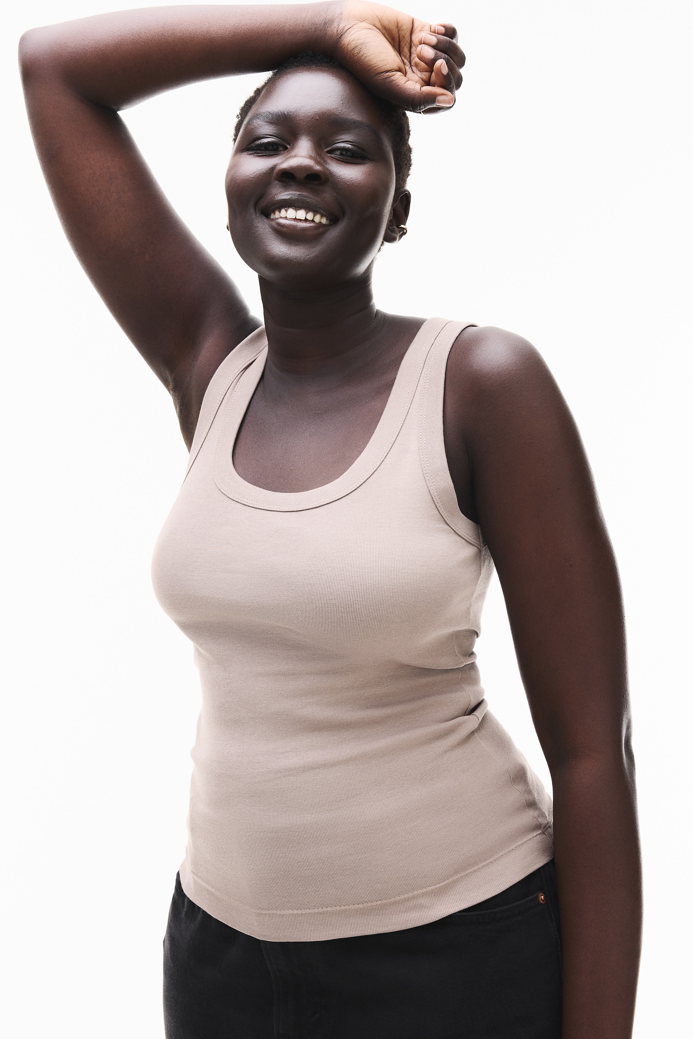 フィットタンクトップ - グレージュ - レディース | H&M JP