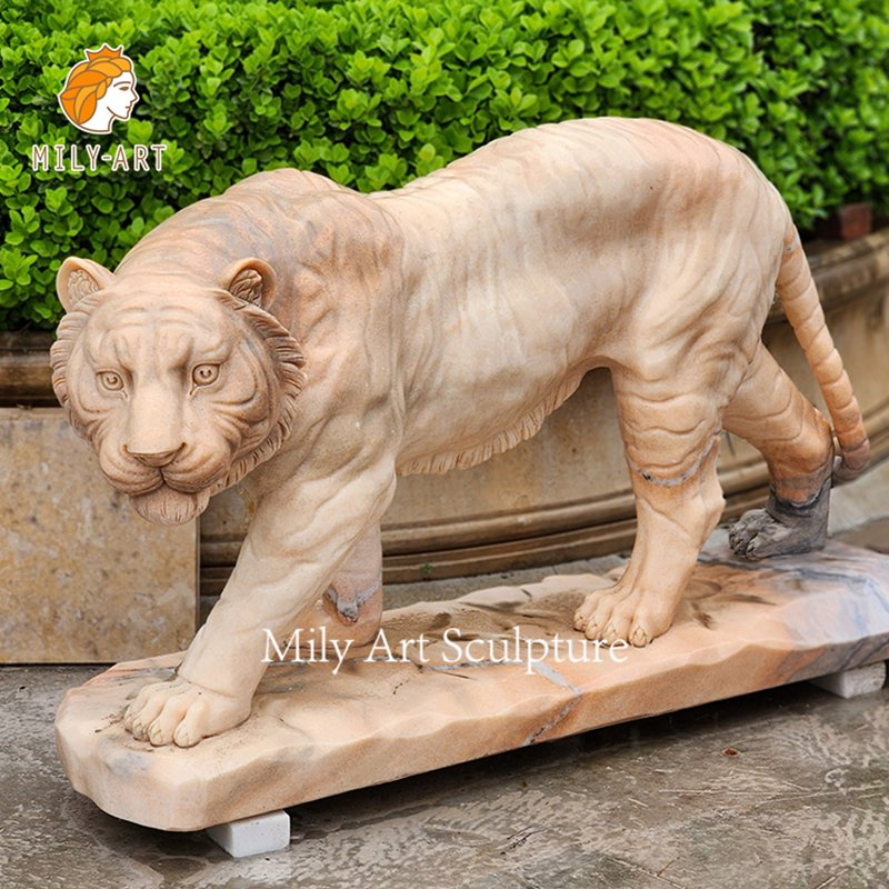 動物園公園屋外リアルな手彫りの天然石のトラの像 - 中国 大理石の虎像