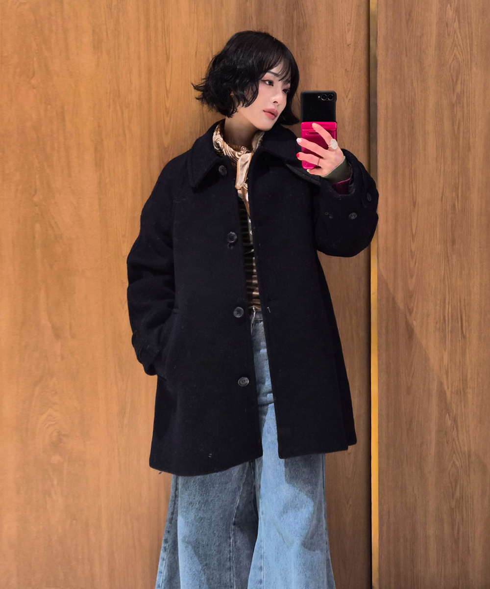 MUSINSA公式 | GENERAL IDEA ウールバルマカンハーフコート[NAVY