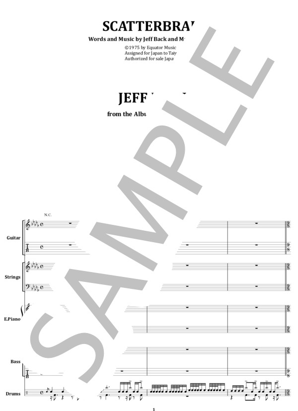 楽譜】ジェフ・ベック / スキャッターブレイン バンド・スコア from68