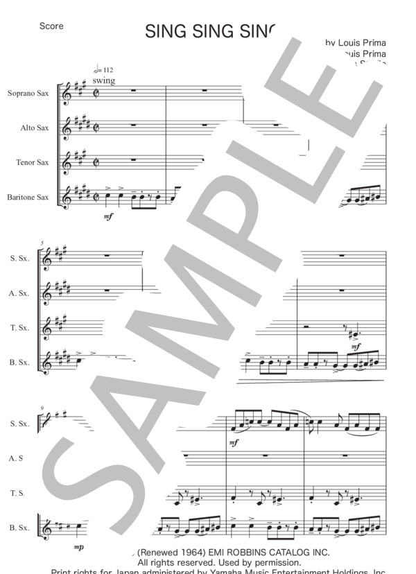 楽譜】 シング・シング・シング / ルイ・プリマ (アンサンブル木管